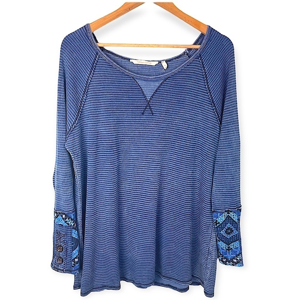 Soft Surroundings Tao Thermal Long Sleeve Top Size Small Waffle Knit Boat Neck